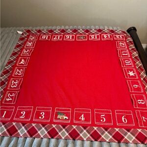 Pottery Barn ADVENT CALENDAR TABLE THROW With Pockets RED. Christmas. Holiday.